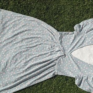 Aeropostale XS Short sleeved Babydoll dress, blue with floral print